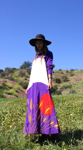 RESERVED "Blood Moon II" 1970s Mama Carlota Handmade Maxi Dress