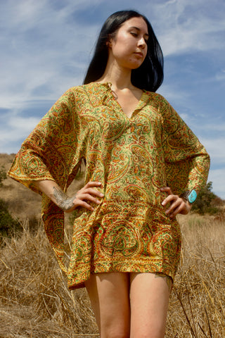 1970s Handwoven Indian Block Print Tunic Size Small
