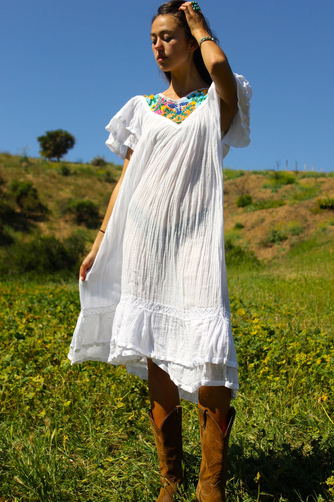 "Summer Ready" Vintage Gauzy Oaxacan Dress