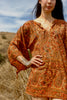 Burnt Orange 1970s Handwoven Indian Block Print Tunic Size Medium