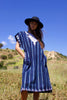 Vintage African Indigo Tunic with Chain Stitch Embroidery
