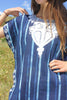 Vintage African Indigo Tunic with Chain Stitch Embroidery