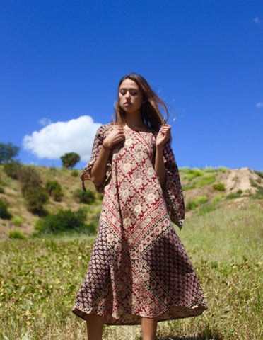 Classic Vintage Block Print Kaftan Circa ~ 1970s