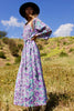 "Lilac Love" Vintage Ramona Rull Block Print Maxi Dress