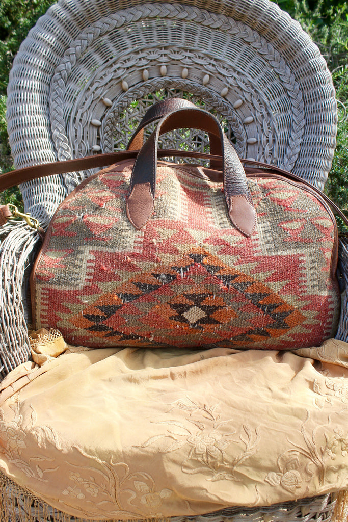 Honeywood Original "Gypsy Overnighter" Antique Textile One-Of-A-Kind Bag