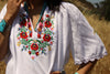Vintage Hand Embroidered Hungarian Folk Peasant Blouse