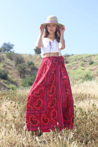 1970s Indian Block Print Maxi Skirt