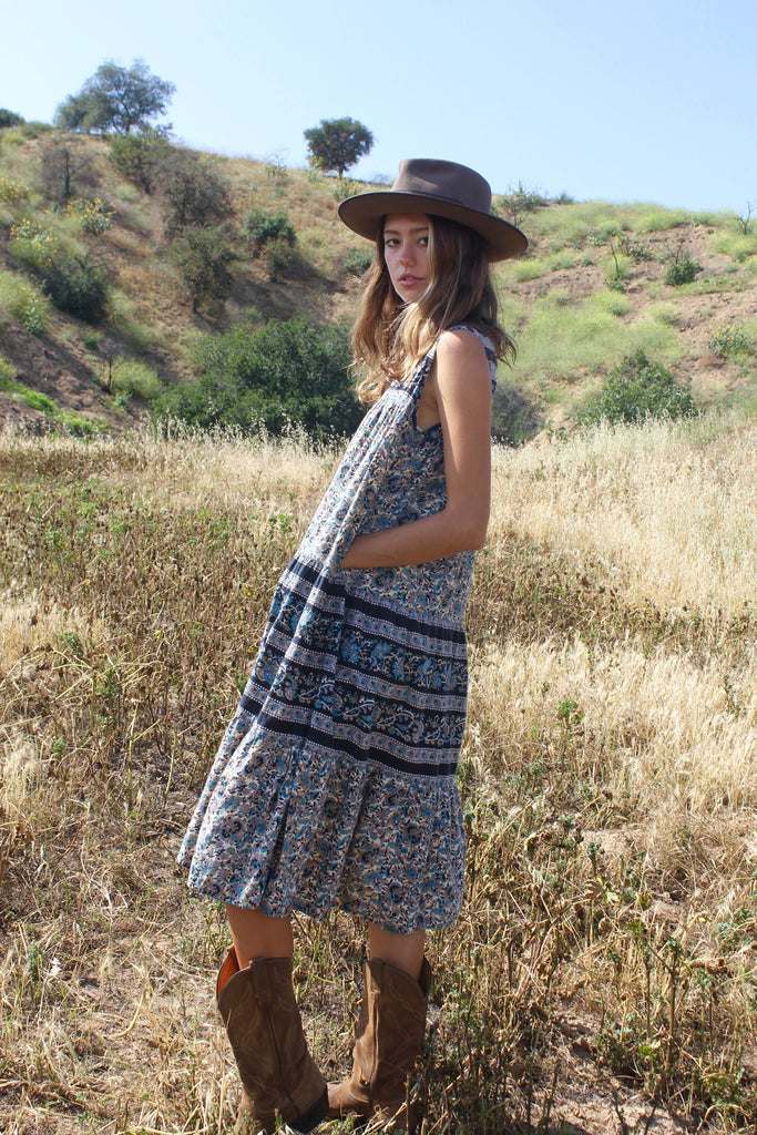 indian cotton sun dresses Pure Cotton Long Maxi Dress Indian Block Print Pastel Summer Earthy Elegant Mommy Comfy Daywear Beach Outfit Grey Aqua Blue Pink Hue