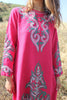 "Embroidered Indian Rose" 1970s Indian Cotton Hand Embroidered Dress