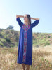 RESERVED Navy Bedouin Cross Stitched Vintage Maxi Dress