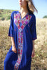 RESERVED Navy Bedouin Cross Stitched Vintage Maxi Dress