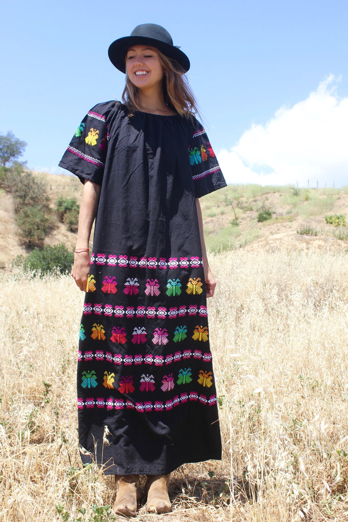 Guatemalan Butterflies" Vintage Handwoven Maxi Dress Honeywood Guatemalan Butterflies" Vintage Handwoven Maxi Dress Honeywood