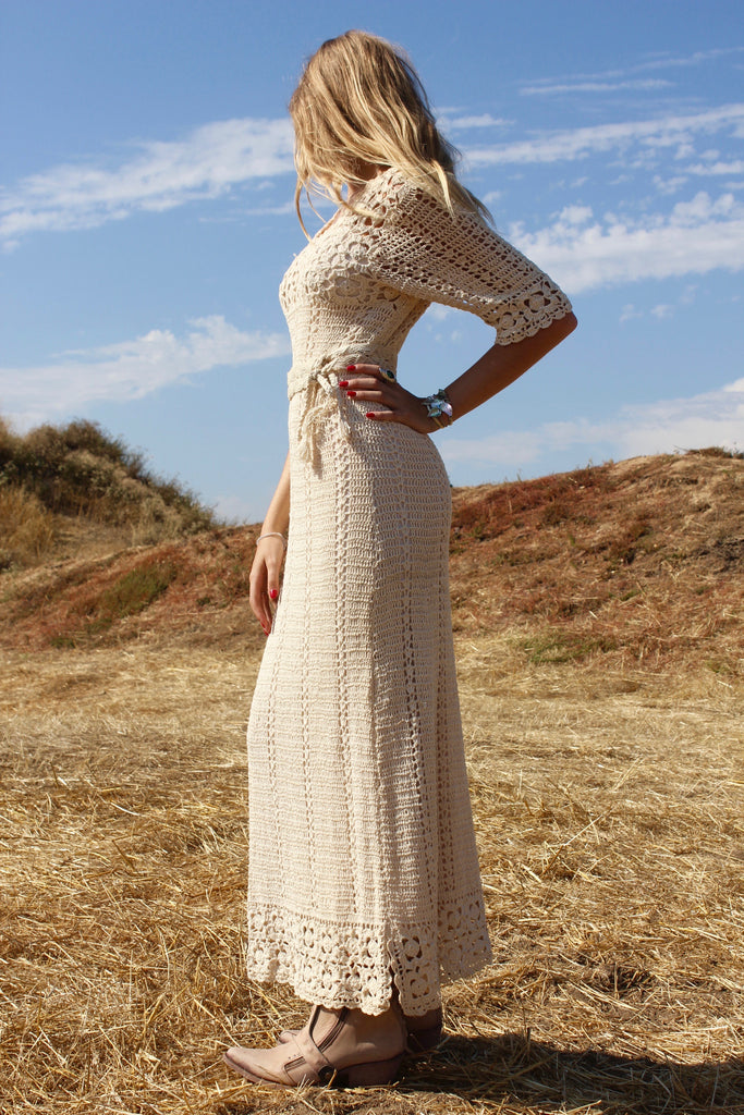 Vivvy Crochet Maxi Dress - Cream