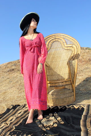 Circa 1970s Indian Block Print Maxi Dress