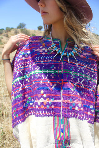 Vibrant and detailed Heavily Embroidered Guatemalan Huipil