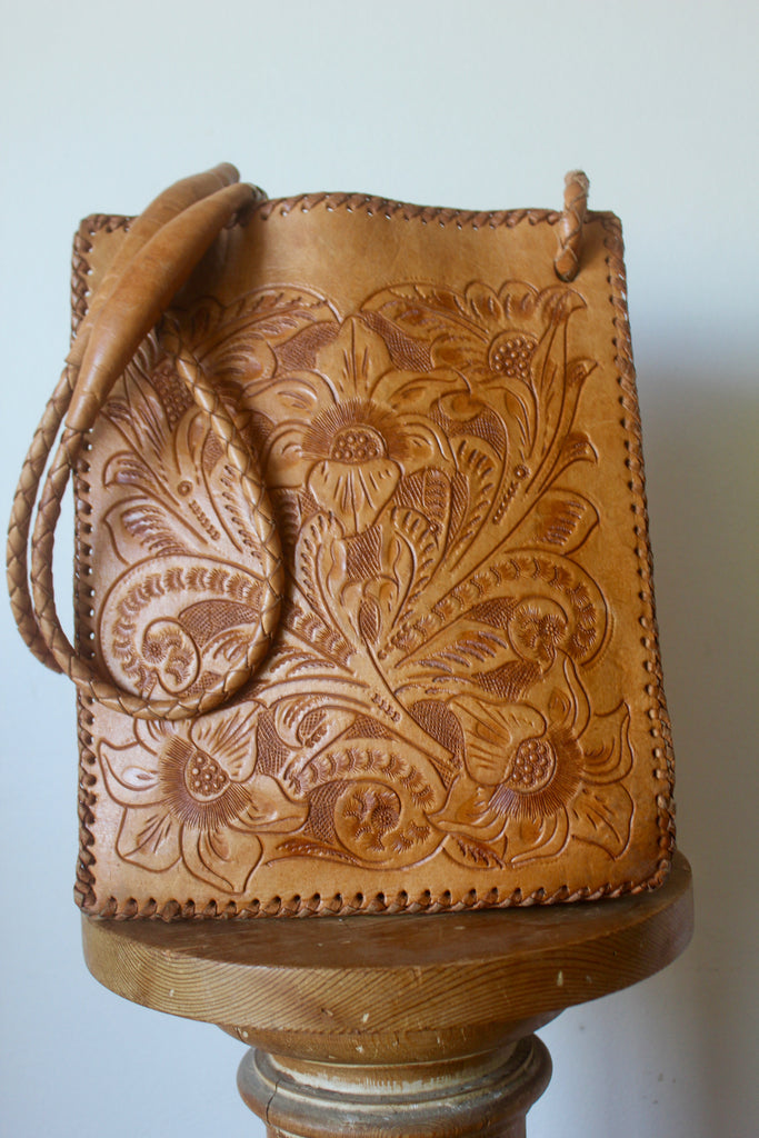 70s tooled leather bag - Gem