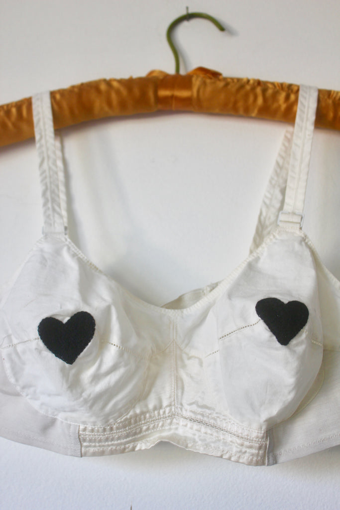 One-of-Kind 1940s Pin-Up Bralette with Custom Chain Stitching 36B