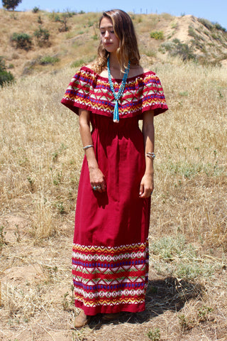 "Sexy Senorita" Vintage Guatemalan Handwoven Maxi Dress 1970s Nieman Marcus