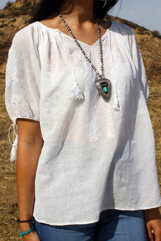 Romanian Summer White Peasant Blouse