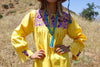 Lemon Yellow Mexican Hand Embroidered Tunic Dress