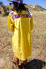 Lemon Yellow Mexican Hand Embroidered Tunic Dress