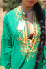 Emerald Green Dead Stock 1970s Hand Embroidered Kaftan