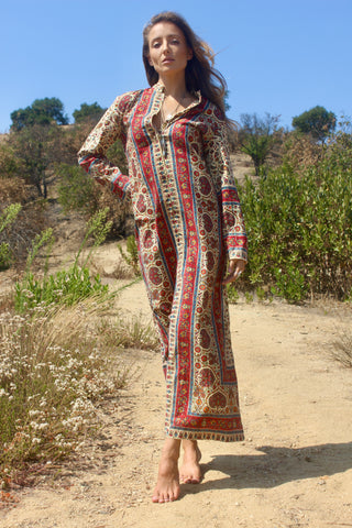 Classic Indian Block Print Maxi Dress