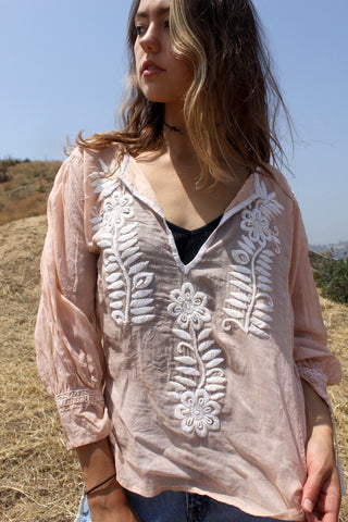 Gauzy Hand Embroidered Mexican Blouse