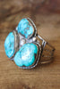 "Navajo Trilogy"  1930s HUGE Vintage Handmade Turquoise Cuff