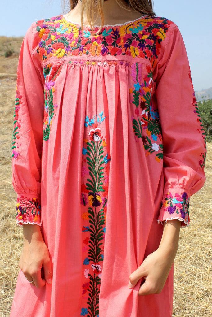 Gorgeous Rare "Melon" Oaxacan Long Sleeve Dress