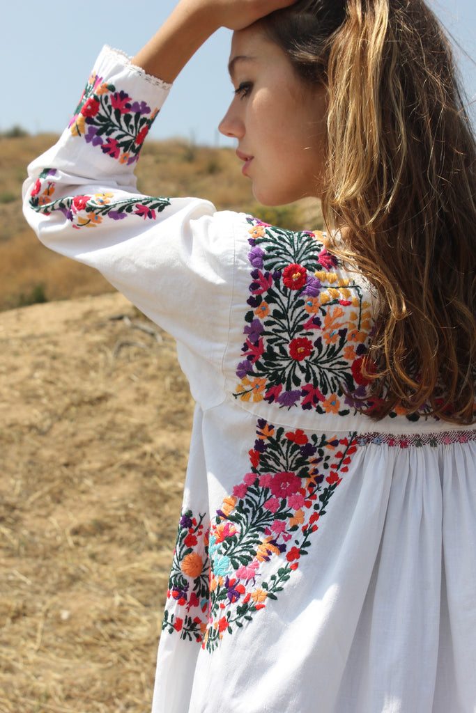oaxacan embroidered dress Mexican Navy Blue Embroidered Dress, Oaxaca Boho Dress, Floral Peasant Dress, Handmade Poplin Dress, Cinco de Mayo Outfit, Plus Size