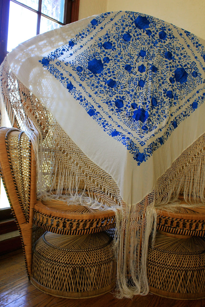 Huge 1920s Hand Embroidered Piano Shawl – Honeywood