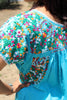 1970s Turquoise Hand Embroidered Oaxacan Dress