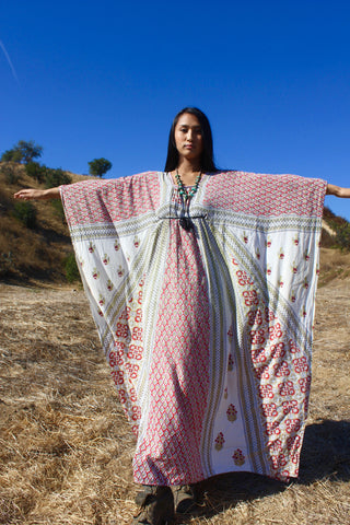 1970s Pakistani Block Print Bohemian Kaftan