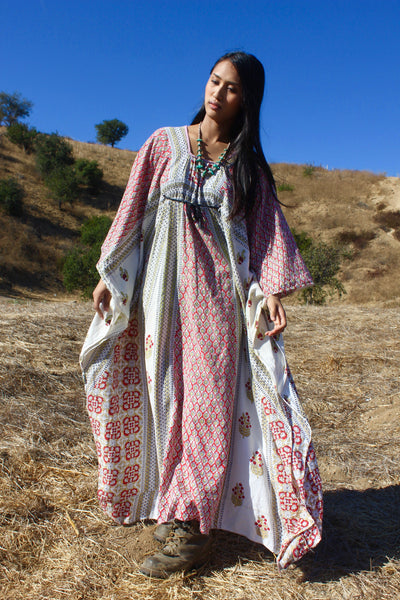 1970s Pakistani Block Print Bohemian Kaftan – Honeywood