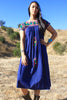 Vintage Royal Blue Hand Embroidered Oaxacan Dress