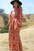 "Classic Coral" Vintage Ramona Rull Block Print Maxi Dress
