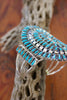 Signed Vintage Navajo Turquoise Needlepoint Sterling Cuff