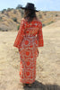 "Classic Coral" Vintage Ramona Rull Block Print Maxi Dress