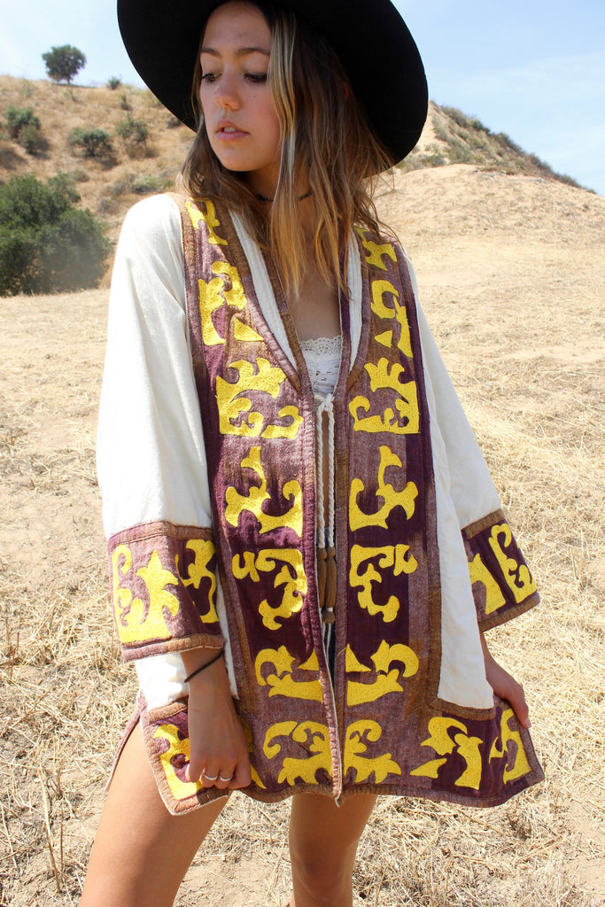 Vintage Natural Cotton Uzbek Kimono